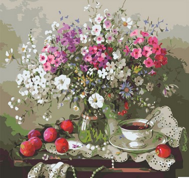 DIY 디지털 과일 꽃 그림 아크릴 그림 홈 벽 장식 번호 손으로 색칠 캔버스 회화 AOP035